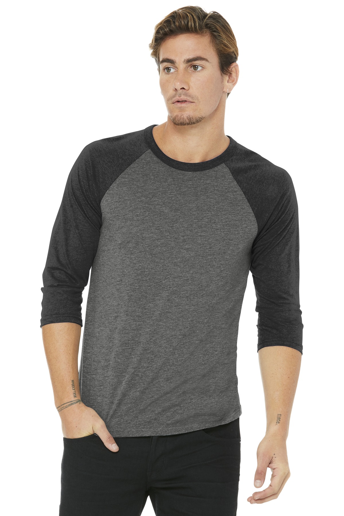 BELLA+CANVAS ® Unisex 3/4-Sleeve Baseball Tee. - Image 4