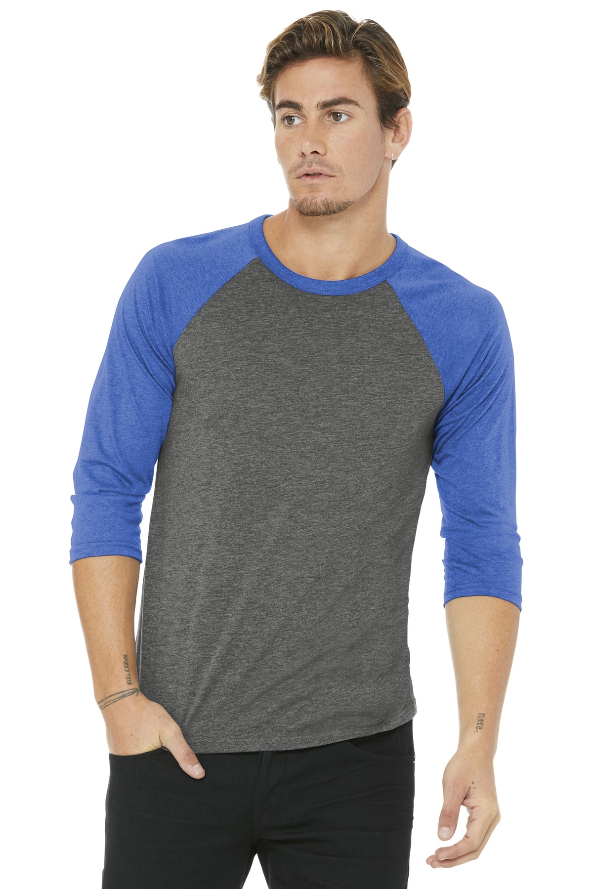 BELLA+CANVAS ® Unisex 3/4-Sleeve Baseball Tee. - Image 6