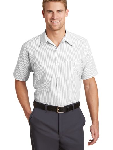 Red Kap® Short Sleeve Striped Industrial Work Shirt.