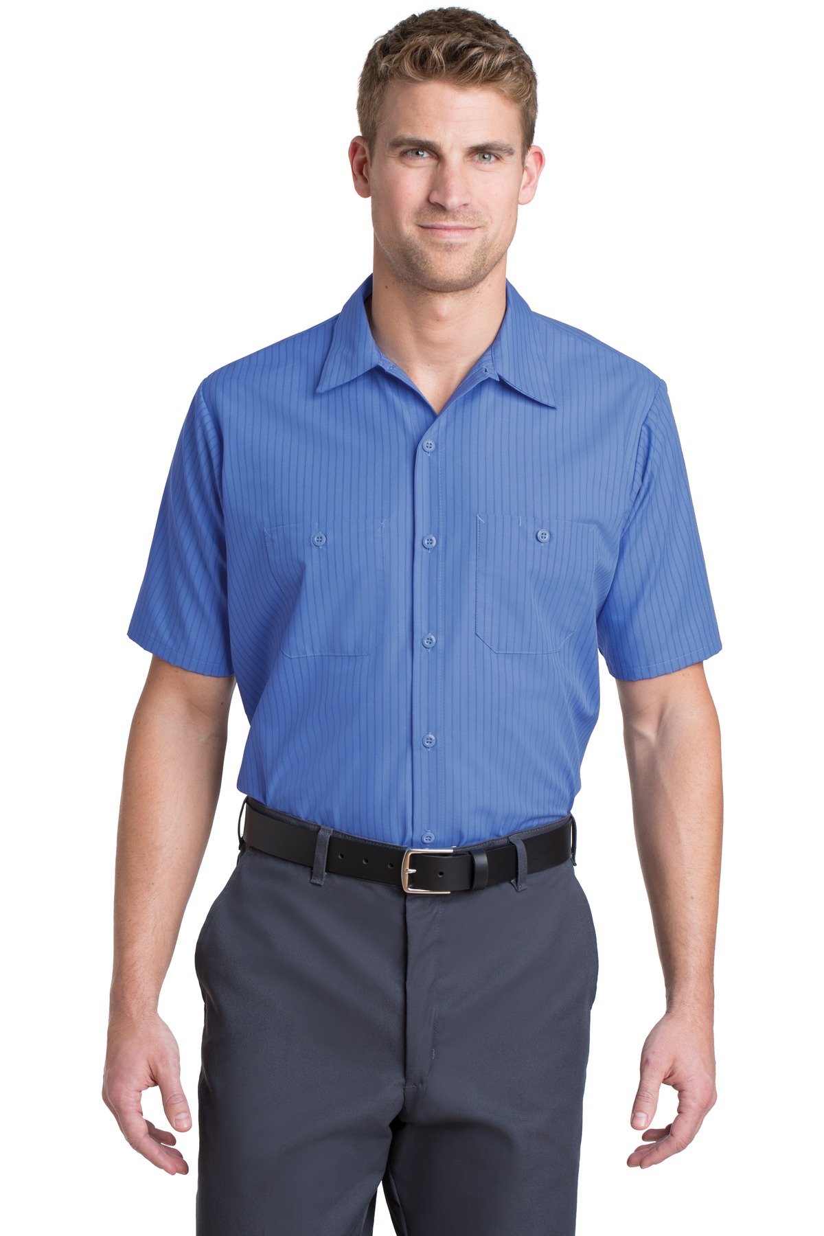 Red Kap® Short Sleeve Striped Industrial Work Shirt. - Image 2