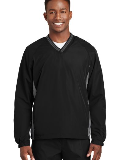 Sport-Tek® Tipped V-Neck Raglan Wind Shirt.