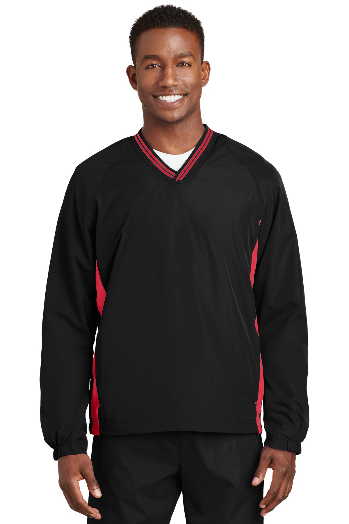 Sport-Tek® Tipped V-Neck Raglan Wind Shirt. - Image 4