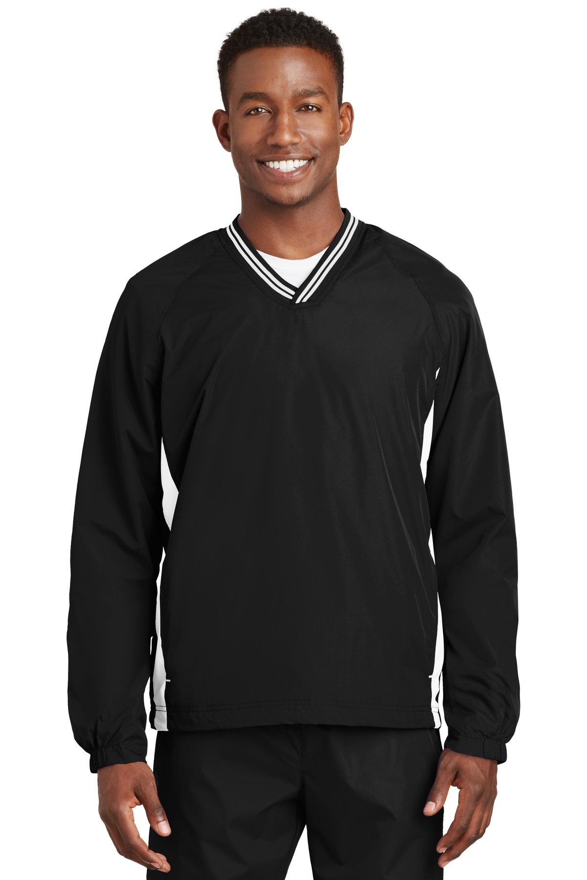 Sport-Tek® Tipped V-Neck Raglan Wind Shirt. - Image 2