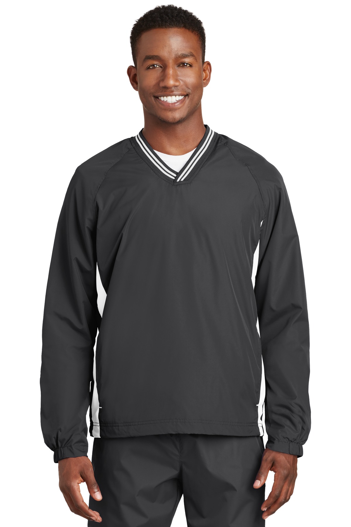 Sport-Tek® Tipped V-Neck Raglan Wind Shirt. - Image 6
