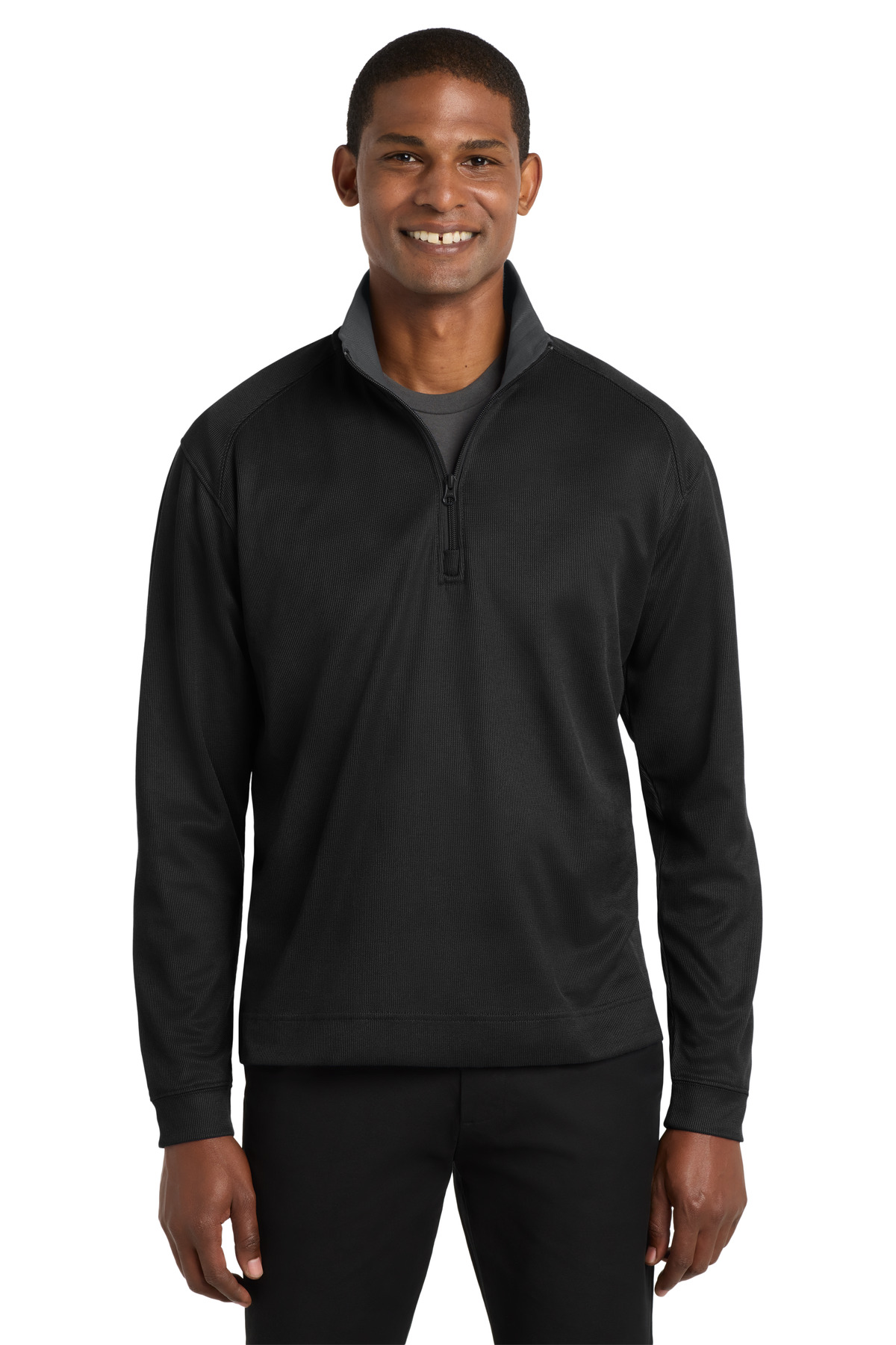 Port Authority® Vertical Texture 1/4-Zip Pullover.