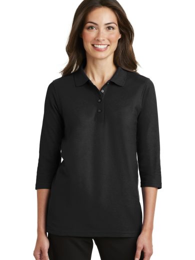 Port Authority® Women's Silk Touch™ 3/4-Sleeve Polo.