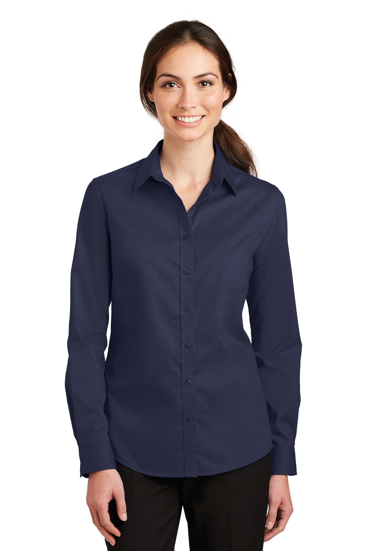 Port Authority® Women's SuperPro™ Twill Shirt. - Image 3