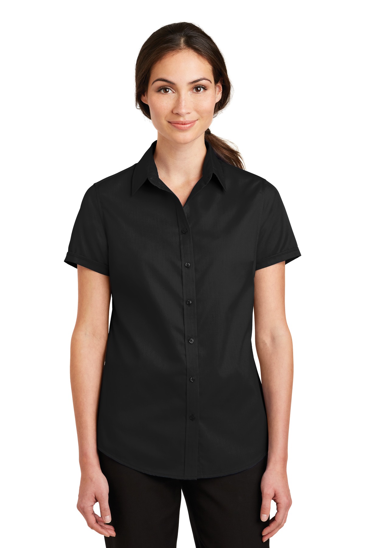 Port Authority® Women's Short Sleeve SuperPro™ Twill Shirt.