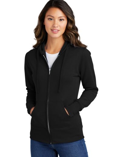 Port & Co™ Women's Core Fleece Full-Zip Hooded Sweatshirt.