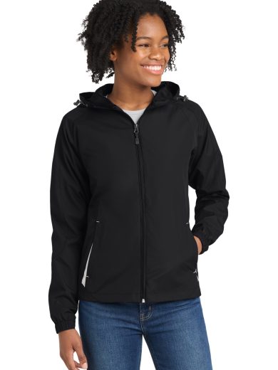 Sport-Tek® Women's Colorblock Hooded Raglan Jacket.