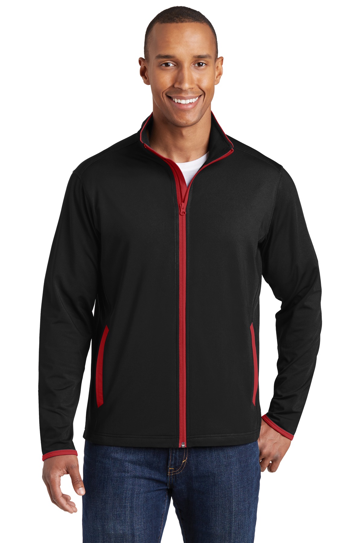 Sport-Tek® Sport-Wick® Stretch Contrast Full-Zip Jacket. - Image 4