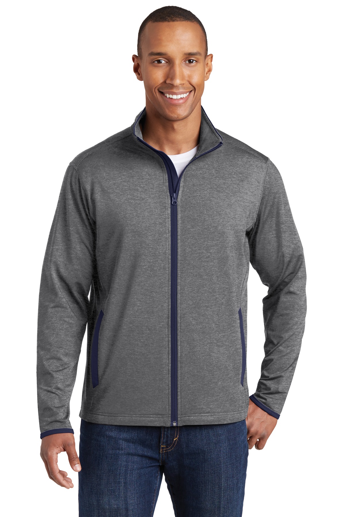 Sport-Tek® Sport-Wick® Stretch Contrast Full-Zip Jacket. - Image 2