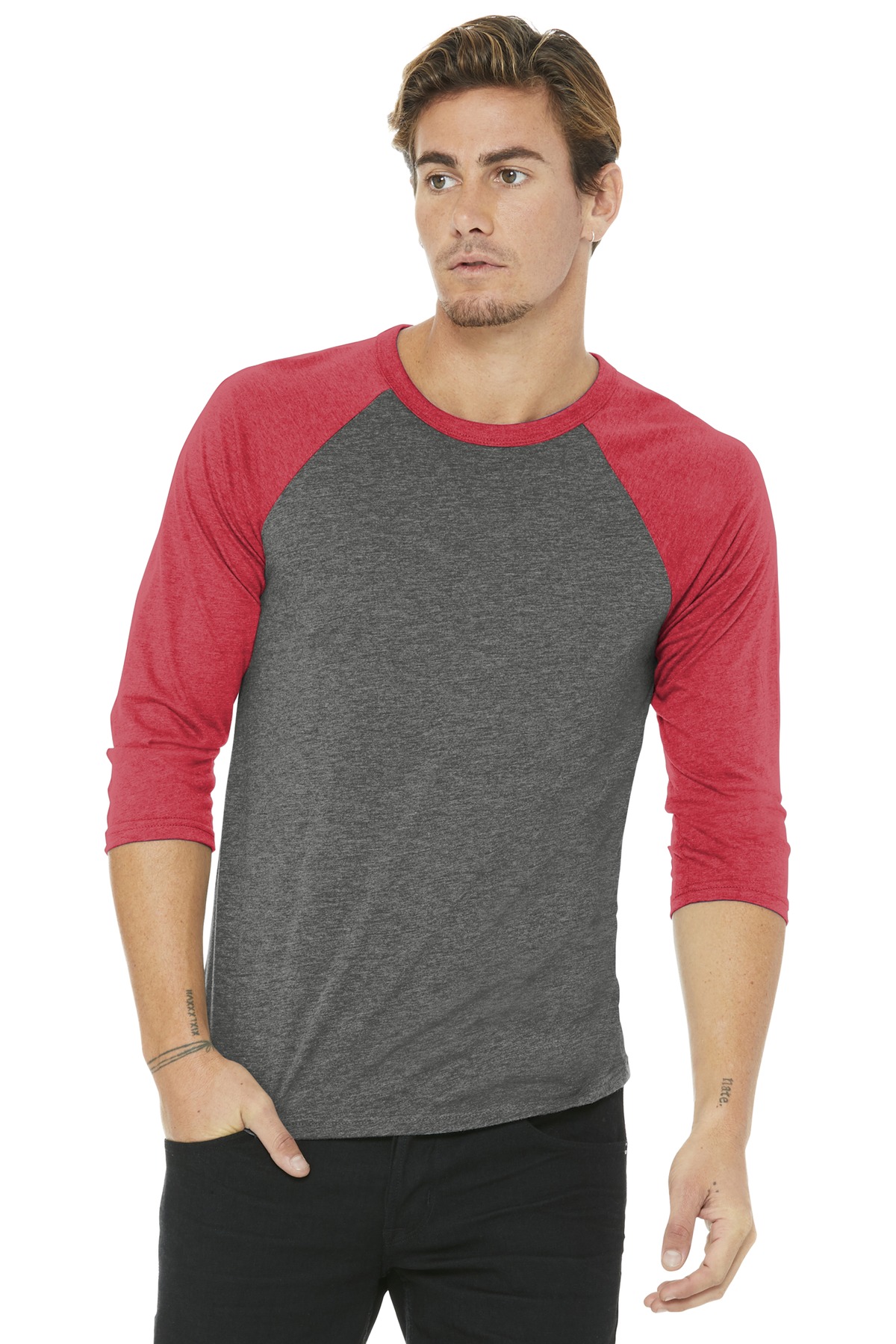 BELLA+CANVAS ® Unisex 3/4-Sleeve Baseball Tee. - Image 5