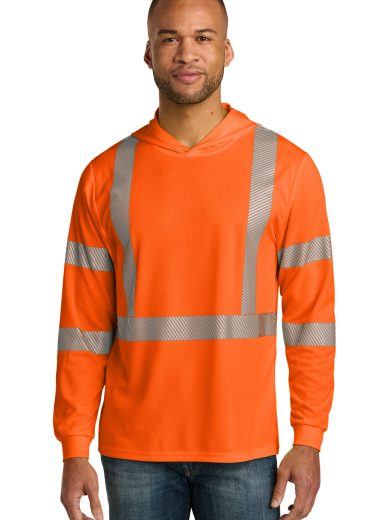 CornerStone® ANSI 107 Class 3 Long Sleeve Segmented Tape Hooded Tee