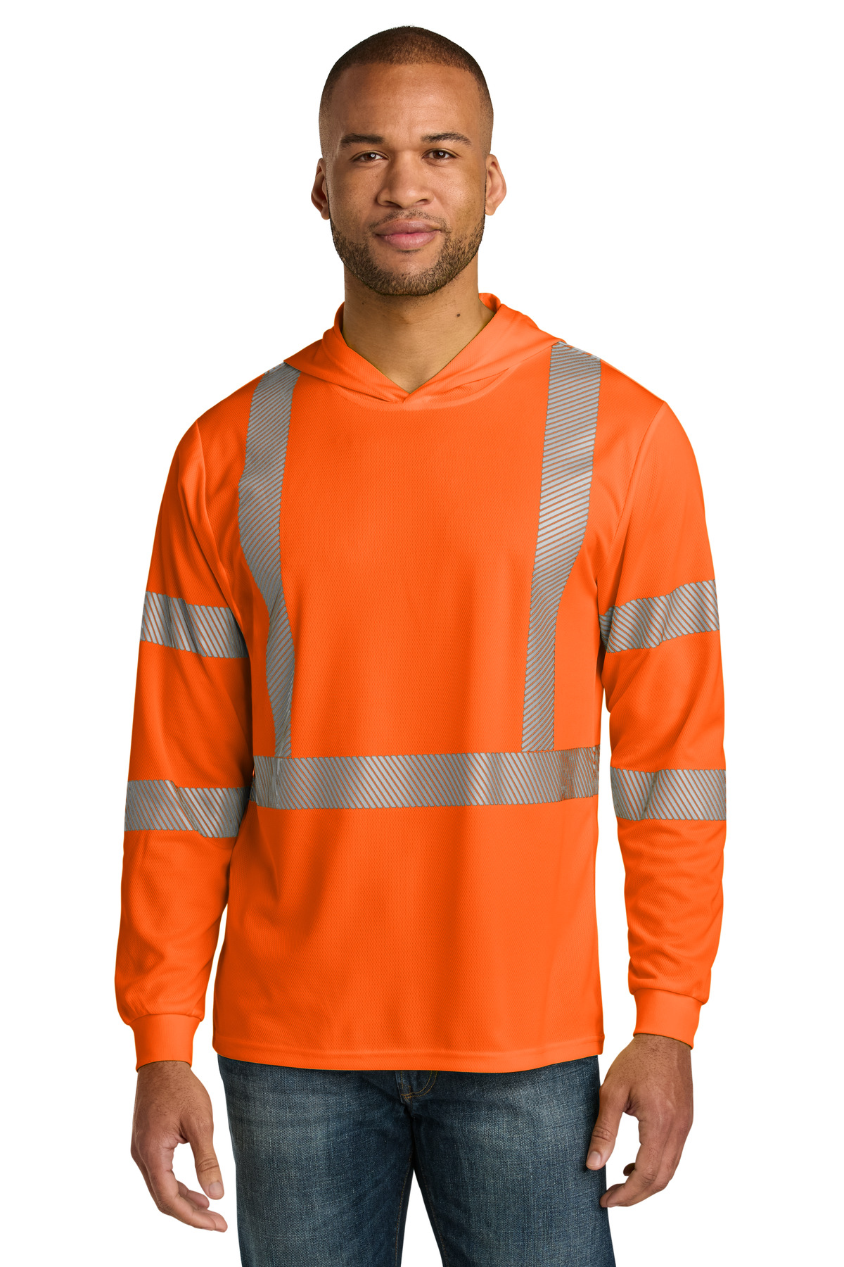 CornerStone® ANSI 107 Class 3 Long Sleeve Segmented Tape Hooded Tee