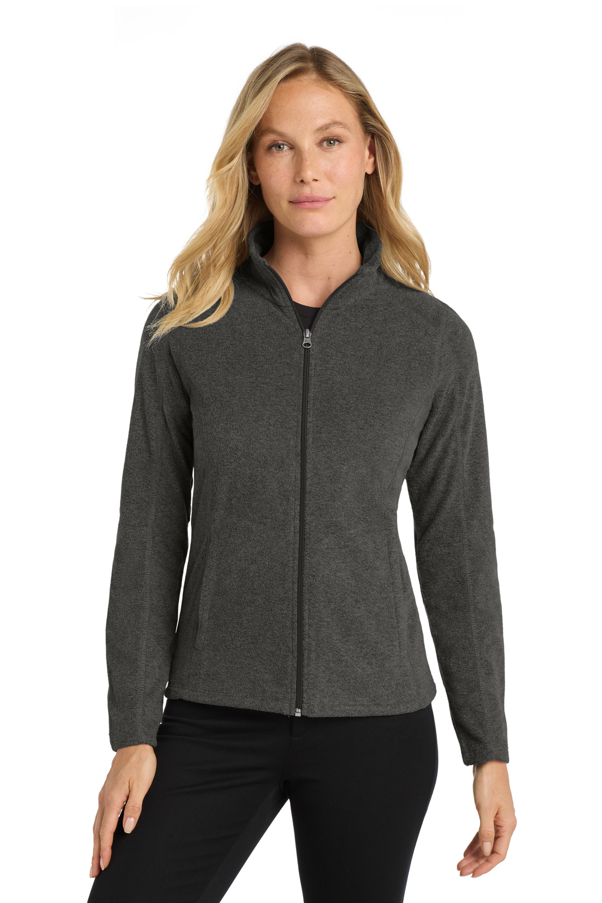 Port Authority® Women's Heather Microfleece Full-Zip Jacket.