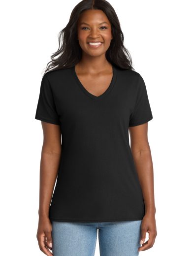 Port & Co™ Women's Core Cotton V-Neck Tee.