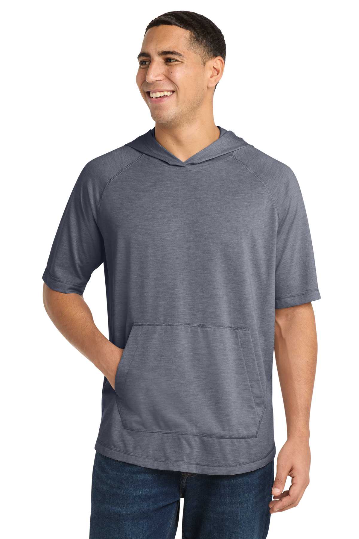 Sport-Tek ® PosiCharge ® Tri-Blend Wicking Short Sleeve Hoodie. - Image 2
