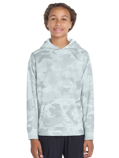 Sport-Tek® Youth Sport-Wick® CamoHex Fleece Hooded Pullover.